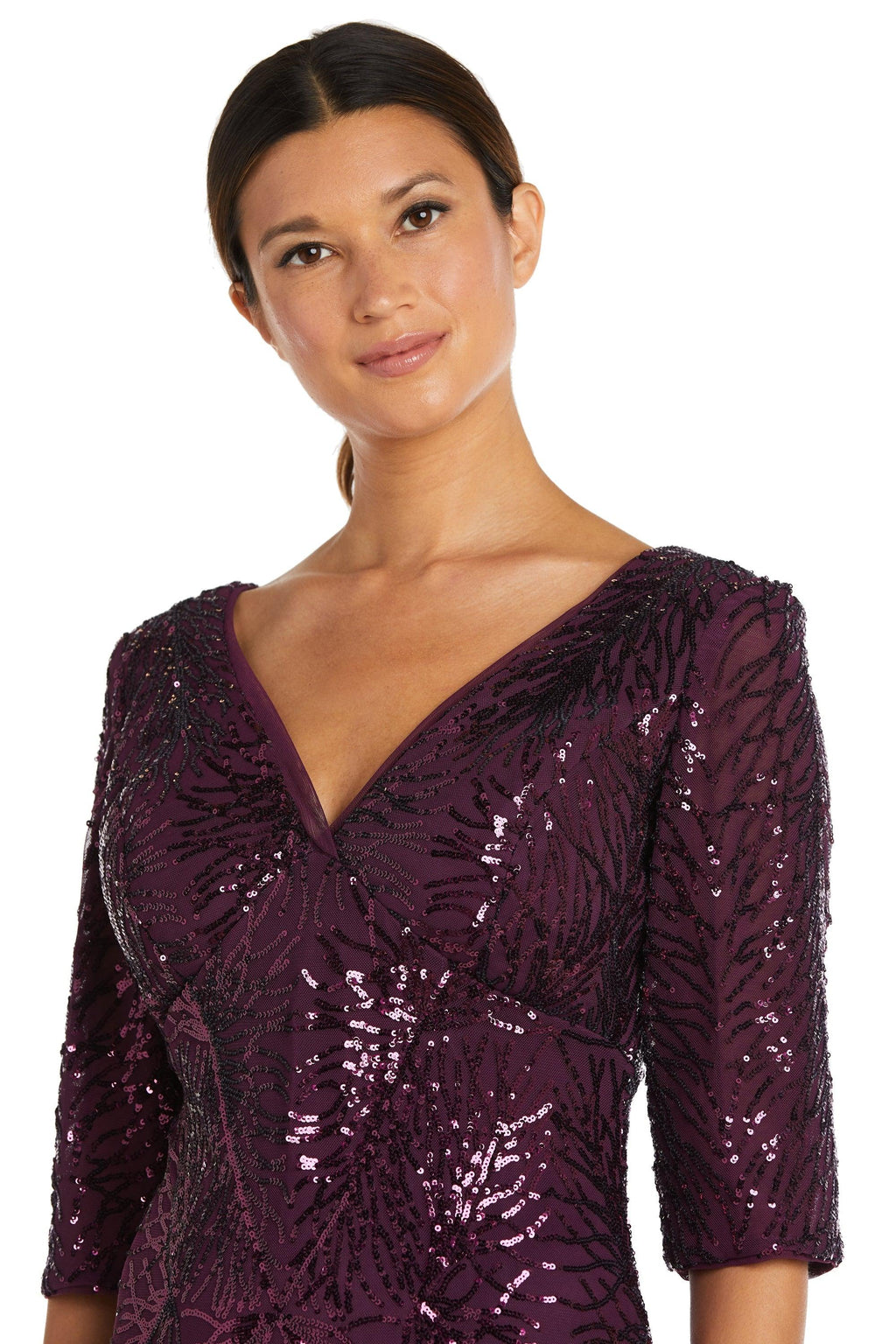 Wine 10P R&M Richards 7565P Long Formal Petite Beaded Dress Sale